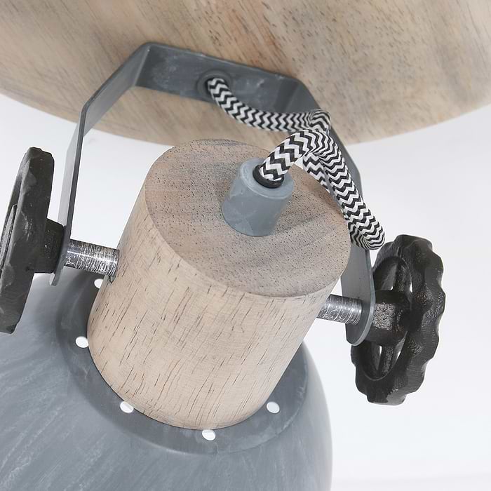 Plafondlamp -  plafondspot 3-lichts hout - grijs - Gearwood - landelijk - Mexlite