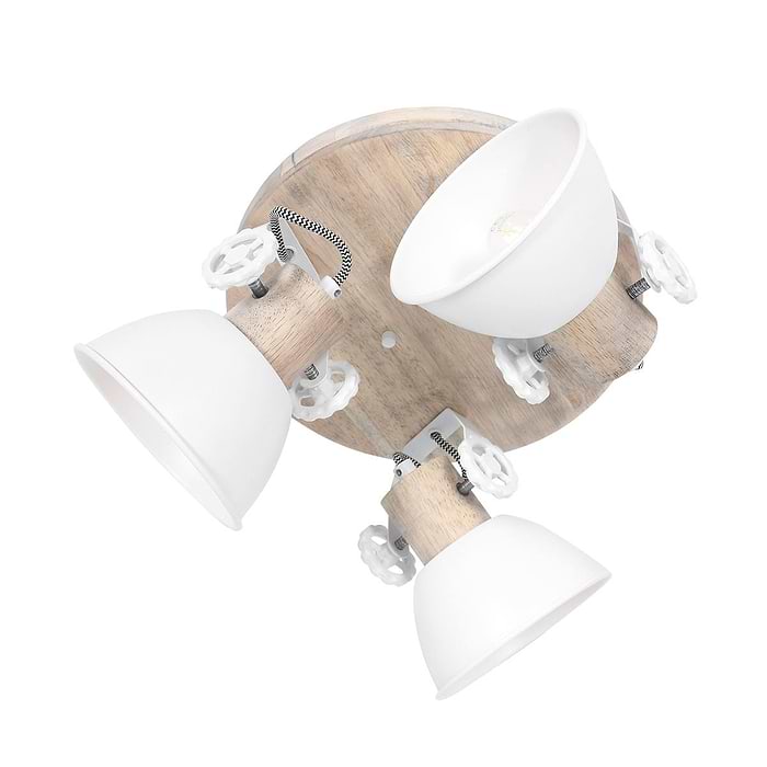 Plafondlamp -  plafondspot 3-lichts hout - wit - Gearwood - landelijk - Mexlite