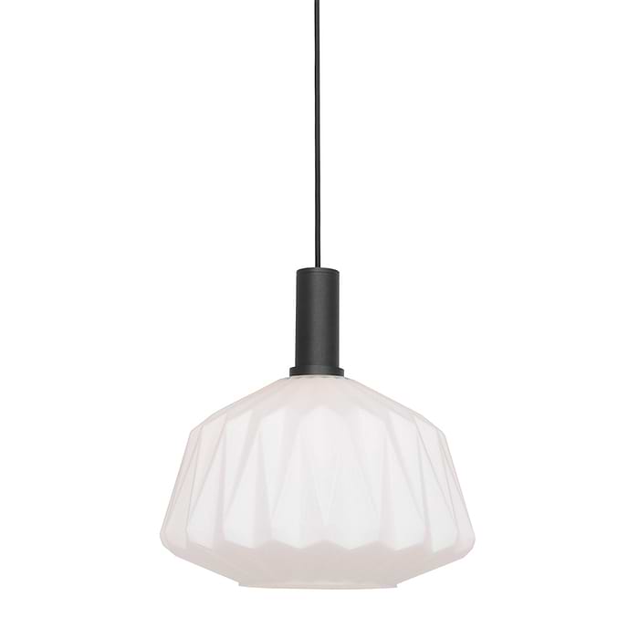 Hanglamp 1-lichts wit ribbel glas - Verre nervuré - Steinhauer