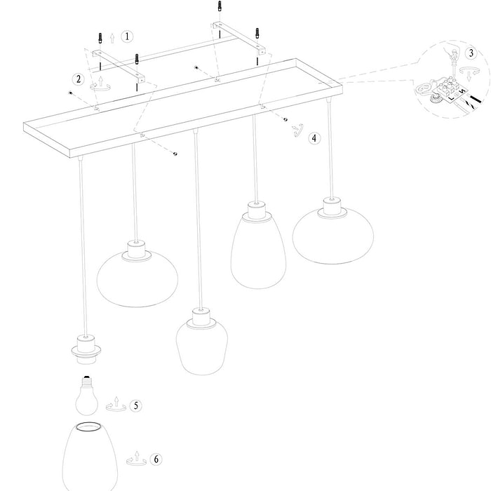 Hanglamp 5-lichts glas - Reflexion - Steinhauer