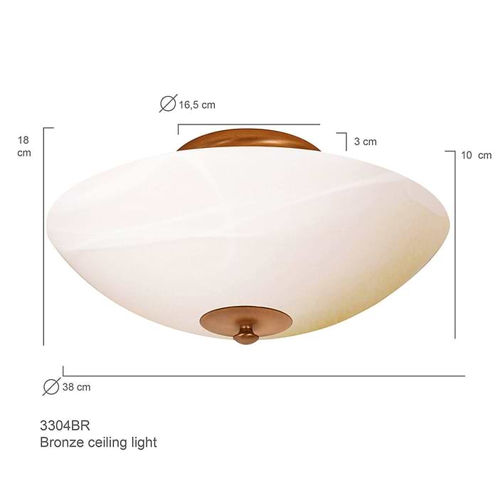 Plafondlamp- plafonnier- 2-lichts middel 40cm STEINHAUER - 3304BR - Plafondlamp- Steinhauer- Burgundy- Klassiek- Brons Creme - Metaal Glas