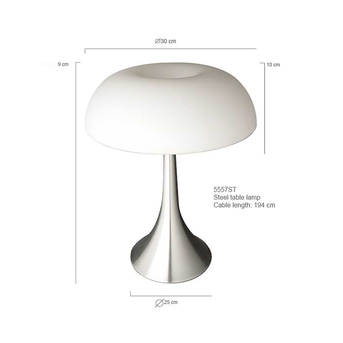 Tafellamp 1-lichts Glas STEINHAUER - 5557ST - Tafellamp- Steinhauer- Ancilla- Design- Wit Staal - Metaal Glas