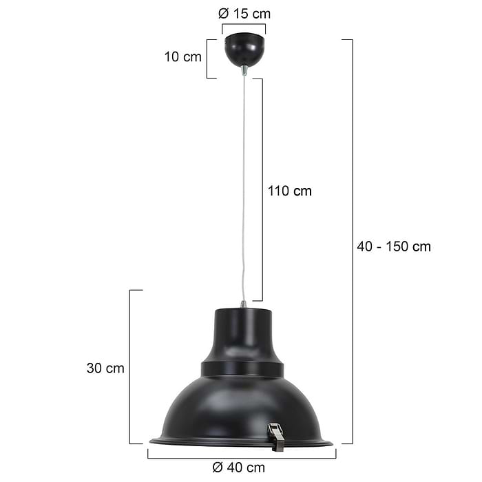 industriële hanglamp 1-lichts Metaal STEINHAUER - 5798ZW - Industrie lamp - Industrie Hanglamp - Steinhauer - Parade - Industrieel - Modern- Zwart  - Metaal Glas