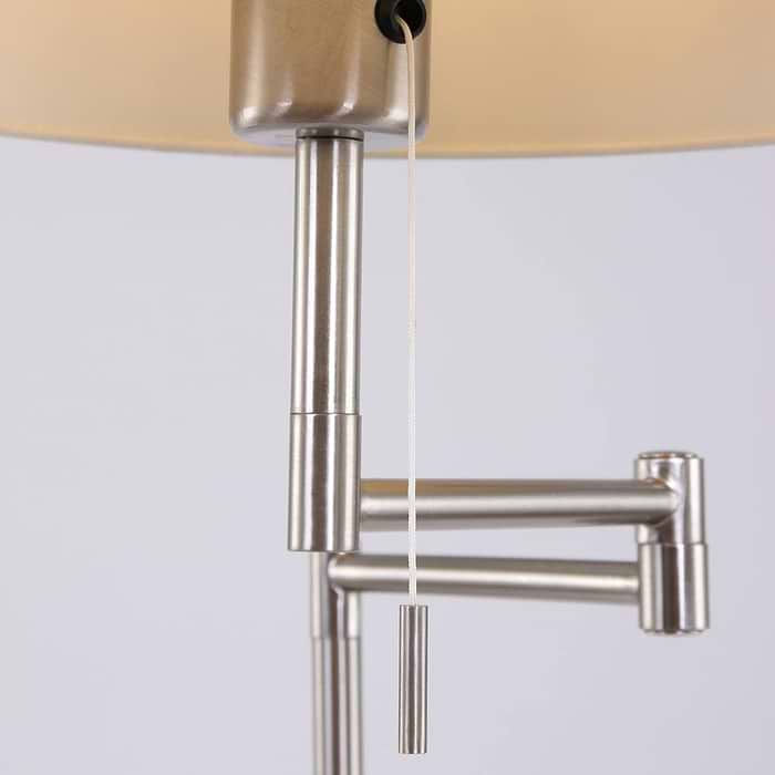 Vloerlamp 1-lichts Zwenk -doos A+b- MEXLITE - 5894ST - Vloerlamp- Mexlite- Mexlite- Klassiek- Staal Wit - Stof Metaal