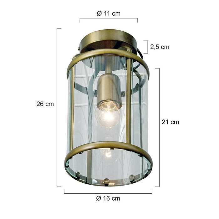 Plafondlamp- plafonnier- Glas STEINHAUER - 5973BR - Plafondlamp- Steinhauer- Pimpernel- Klassiek- Brons Transparant - Metaal Glas