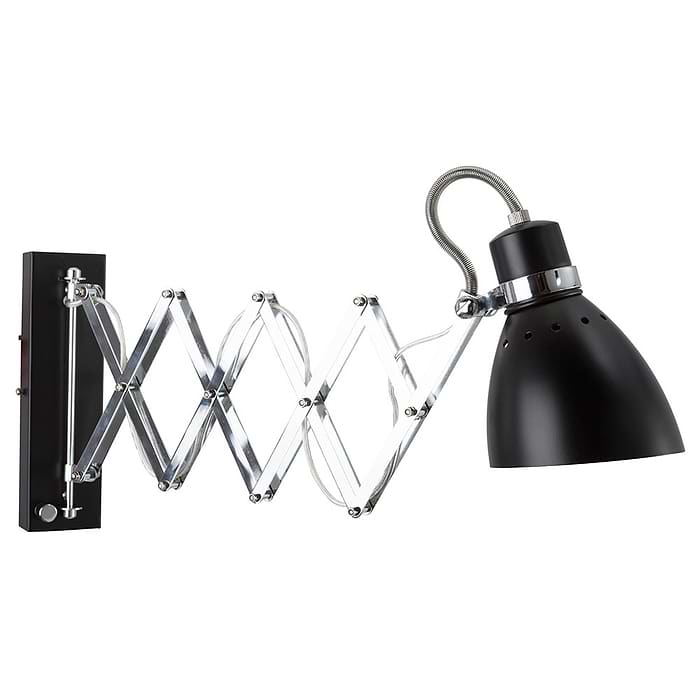 Scharnier wandlamp - bureaulamp - leeslamp - 1-lichts SCHARNIER STEINHAUER - 6290ZW - Wandlamp - Steinhauer- Spring- Modern - Industrieel - Zwart - Zwart- Metaal