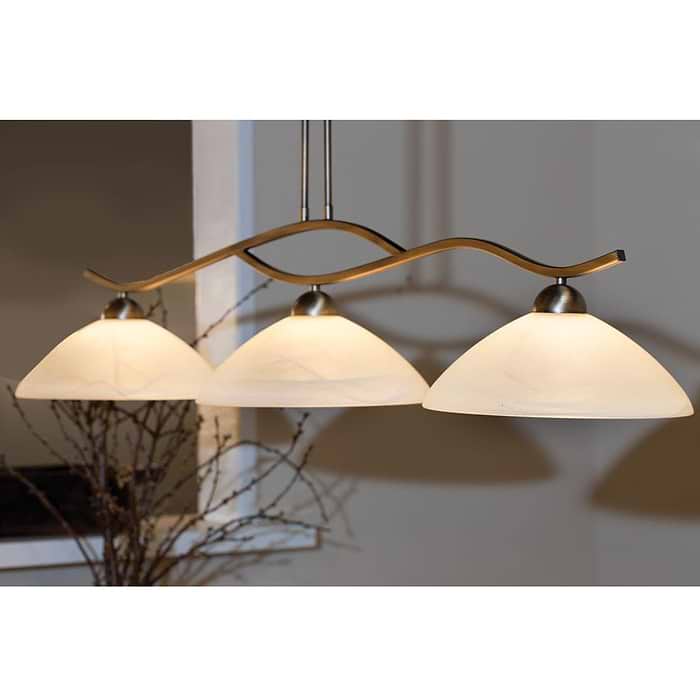 Hanglamp 3-lichts Glas STEINHAUER - 6837BR - Hanglamp- Steinhauer- Capri- Klassiek- Brons Creme - Metaal Glas