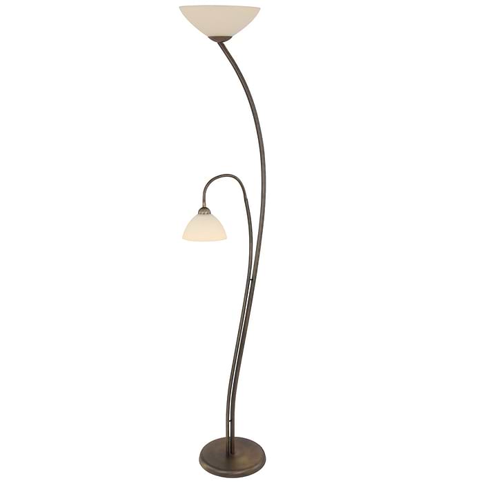Vloerlamp 2-lichts Glas STEINHAUER - 6838BR - Vloerlamp- Steinhauer- Capri- Klassiek- Brons Creme - Metaal Glas