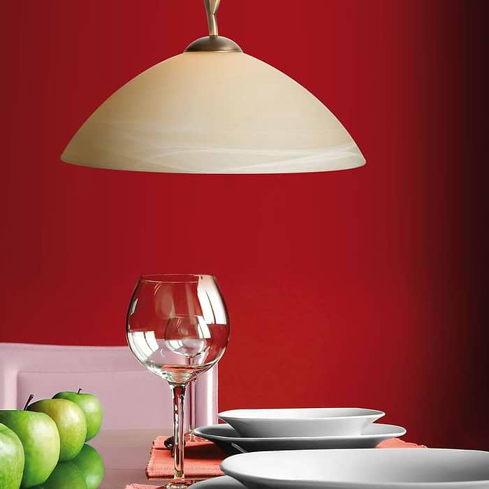 Hanglamp 1-lichts Glas STEINHAUER - 6839BR - Hanglamp- Steinhauer- Capri- Klassiek- Brons Creme - Metaal Glas