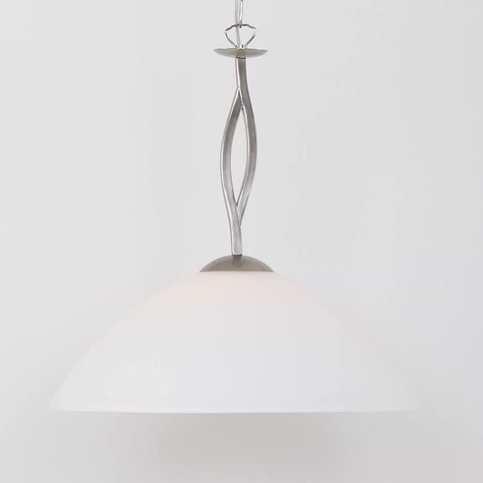 Hanglamp 1-lichts Glas STEINHAUER - 6839ST - Hanglamp- Steinhauer- Capri- Klassiek- Staal Wit - Metaal Glas