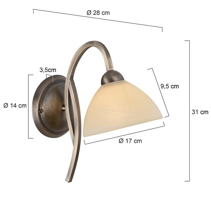 Wandlamp 1-lichts Glas STEINHAUER - 6840BR - Wandlamp- Steinhauer- Capri- Klassiek- Brons Creme - Metaal Glas