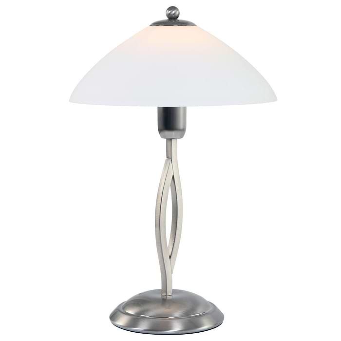 Tafellamp 1-lichts Glas STEINHAUER - 6842ST - Tafellamp- Steinhauer- Capri- Klassiek- Staal Wit - Metaal Glas