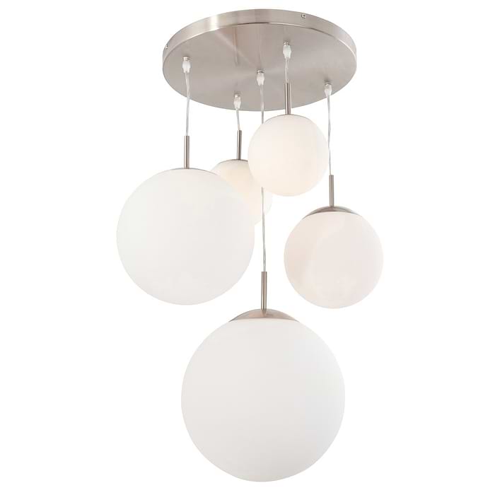 Plafondlamp - Hanglamp met vijf bollen - 1581-5 - 5-lichts Glasbollen STEINHAUER - 7376ST - Hanglamp - Plafondlamp - Steinhauer - Bollique - Modern - Wit - Bollen - Metaal Glas