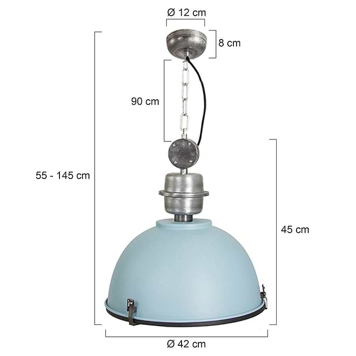 industriële hanglamp 1-lichts Industrial STEINHAUER - 7586BL - Industrie lamp - Industrie Hanglamp - Steinhauer - Bikkel - Industrieel - Trendy - Blauw - Metaal Glas