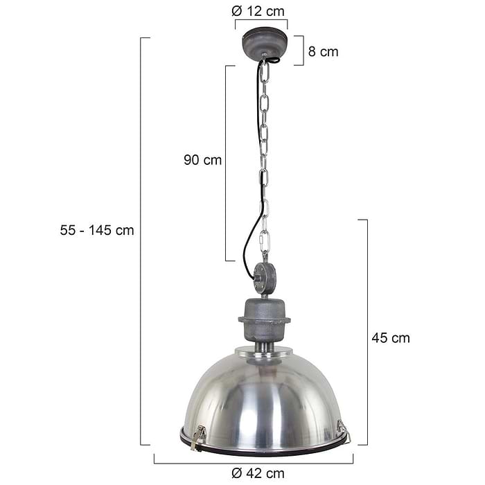 industriële hanglamp 1-lichts Industrial STEINHAUER - 7586ST - Industrie lamp - Industrie Hanglamp - Steinhauer - Bikkel - Industrieel - Trendy - Staal - Metaal Glas