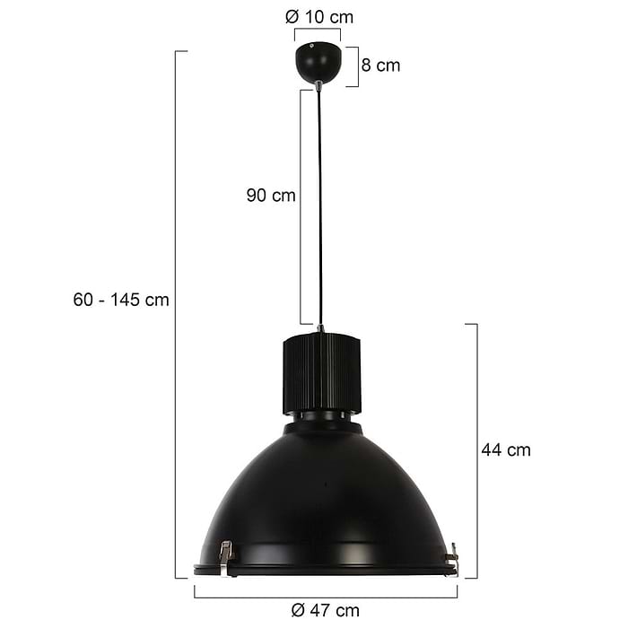 industriële hanglamp 1-lichts Industrial STEINHAUER - 7586ZW - Industrielamp - Industrie Hanglamp - Steinhauer - Bikkel - Industrieel - Trendy - Zwart - Metaal Glas