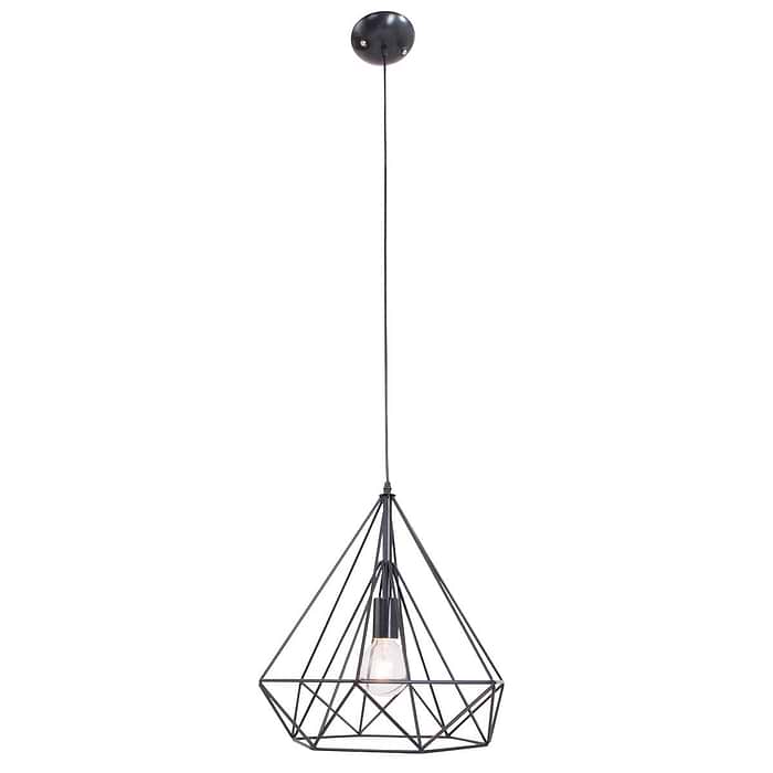 Hanglamp 1-lichts 380mm MEXLITE - 7597ZW - Hanglamp- Mexlite- Ontario- Trendy- Zwart  Zwart- Metaal