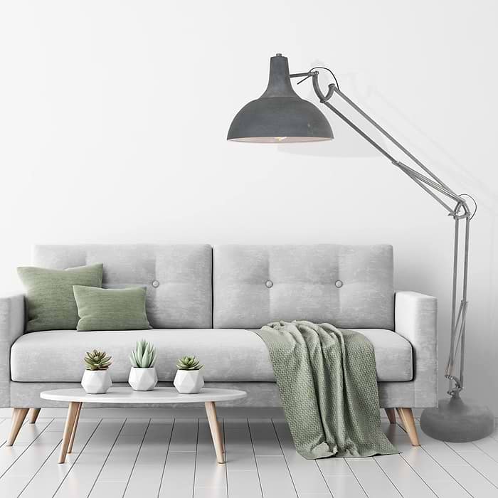 Grote industriële vloerlamp Industrie Xl MEXLITE STEINHAUER - 7633GR - Vloerlamp - Industrie lamp - Mexlite - Industrieel - Grijs staal met grijze kap