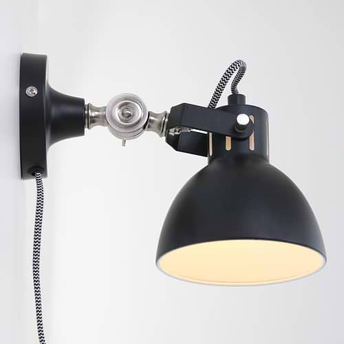 Industriële wandlamp - leeslamp - bedlamp - wandspot - 1-lichts Reflector MEXLITE - 7647ZW - Wandlamp - Mexlite- Dominique - Trendy - Industrieel - Zwart - Mat zwart - Metaal