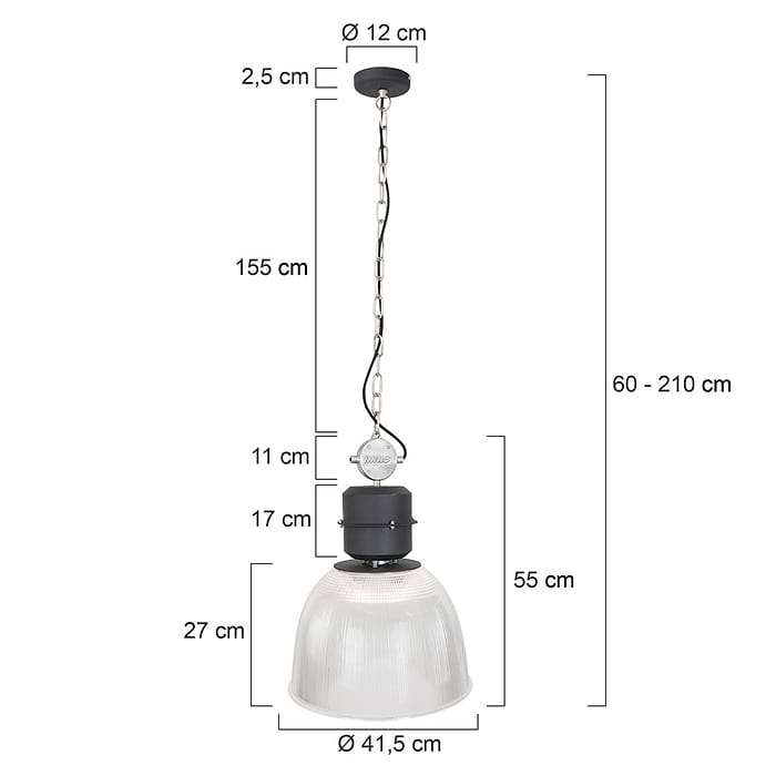 industriële hanglamp 1-lichts Transparant  ANNE LIGHTING - 7695ZW - Industrie lamp - Industriële hanglamp - Anne Lighting - Clearvoyant - Industrieel - Modern - Transparant Transparante kap - Metaal Kunststof