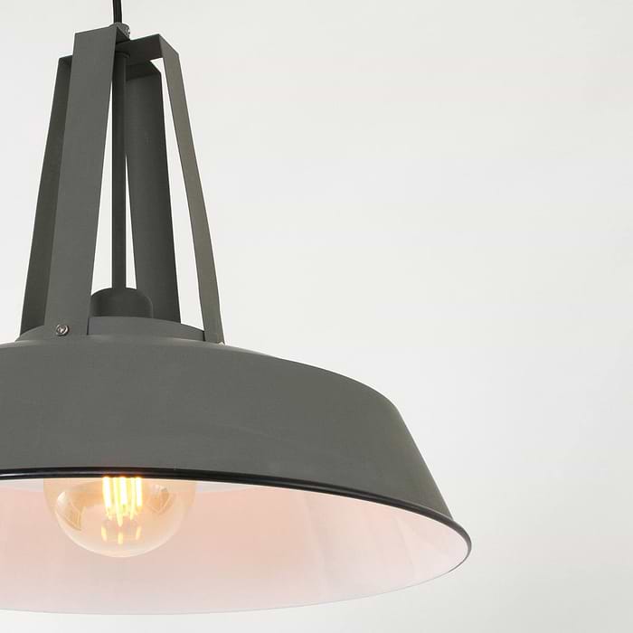 industriële hanglamp 1-lichts metaal 43cm MEXLITE - 7704GR - industriële hanglamp - Industrielamp - Mexlite - Luna - Industrieel - Trendy Grijs Grijs - Metaal
