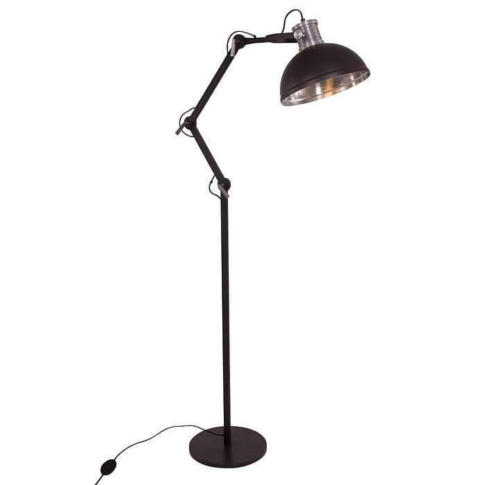 Industriële vloerlamp zwart reflektor STEINHAUER - 7716ZW - Vloerlamp - industriële vloerlamp - Industrie lamp - Steinhauer - Brooklyn - Industrieel - Stoer - Zwart - Metaal