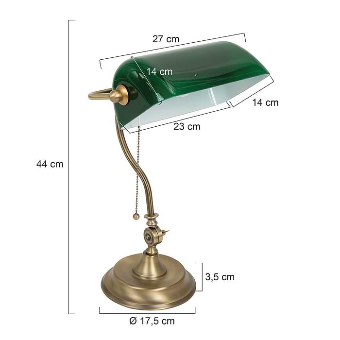 Bureaulamp - tafellamp - leeslamp - 1-lichts glas MEXLITE - 7733BR - Tafellamp- Bureaulamp- Mexlite- Calais- Klassiek - Landelijk- Brons Groen Groen glas met bronzen voet- Metaal Glas