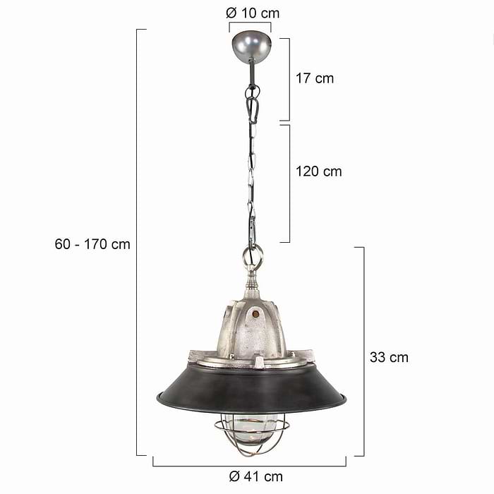 industriële hanglamp 1-lichts Industrie - 7785ST - Industriële hanglamp - Industrielamp - Steinhauer - Tuk - Industrieel - Trendy - Staal Zwart - Metaal Glas