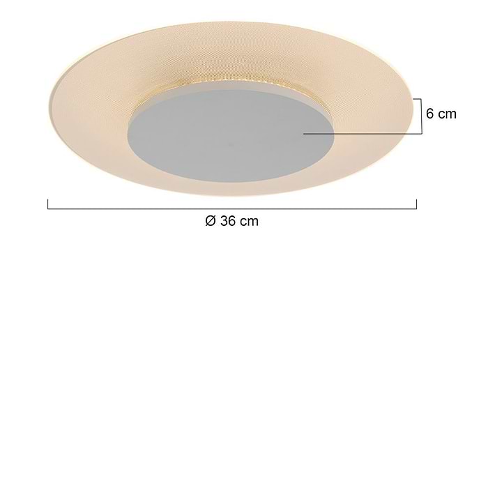 Plafondlamp- plafonnier- 36cm STEINHAUER - 7798W - Plafondlamp- Steinhauer- Lido- Modern- Wit  - Glas