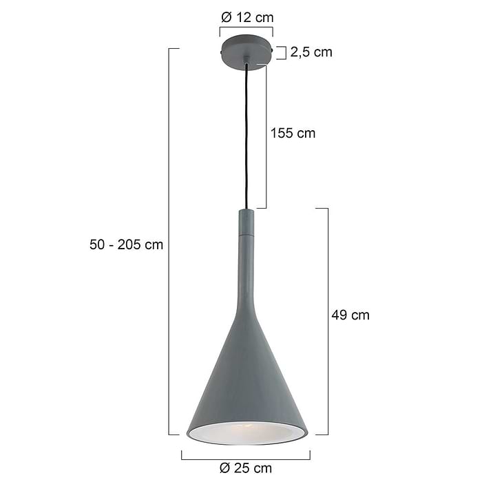 Hanglamp 1-lichts trechter STEINHAUER - 7806GR - Hanglamp- Steinhauer- Cornucopia- Modern - Design- Grijs  Grijs- Metaal