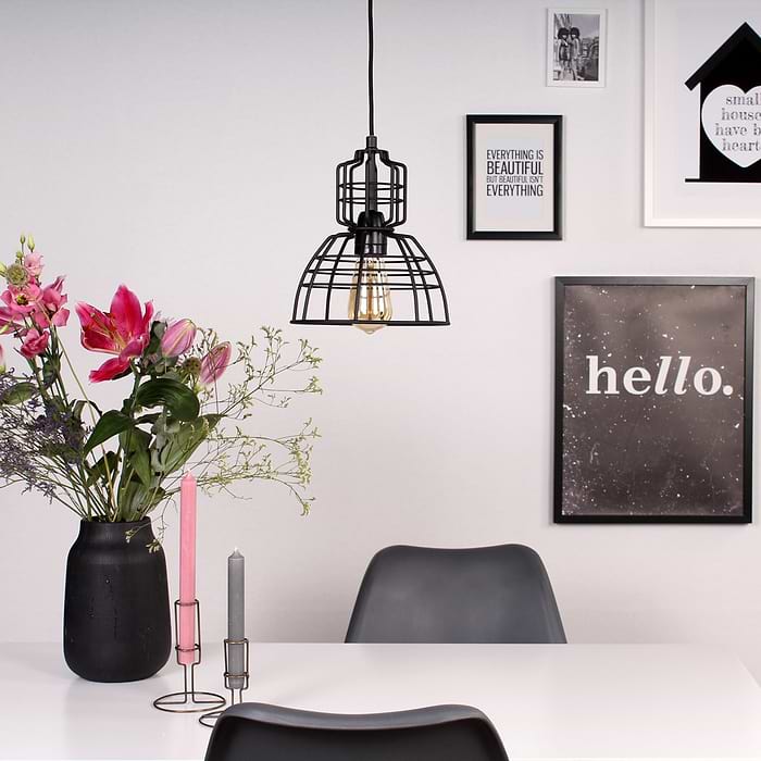 Hanglamp 1-lichts Industrie 20x24 cm ANNE LIGHTING - 7873ZW - Hanglamp- Anne Lighting- Mini MarkIII- Industrieel - Design- Zwart  Zwart- Metaal