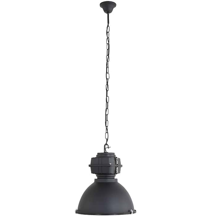 Industriële hanglamp industrie glas 40cm MEXLITE - 7881ZW - industriële hanglamp - Industrielamp - Mexlite - Fender - Industrieel - Trendy - Zwart Zwart mat - Metaal Glas