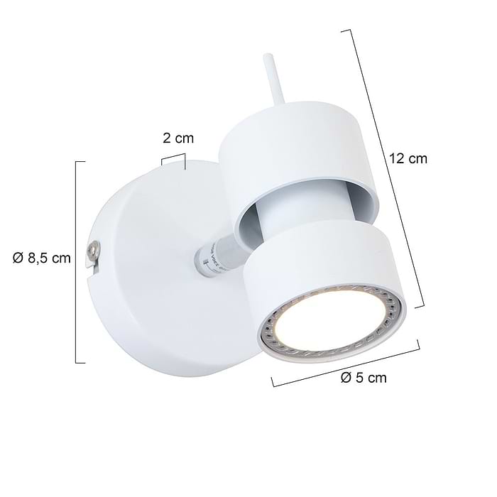 Moderne design opbouw spot 1-lichts - voor wand en plafond - wit. Spot 1-lichts LED -5781w- STEINHAUER - 7901W - Plafondlamp - Plafondspot - Wandlamp - Wandspot - Spots - Steinhauer - Natasja LED - Modern - Wit - Metaal