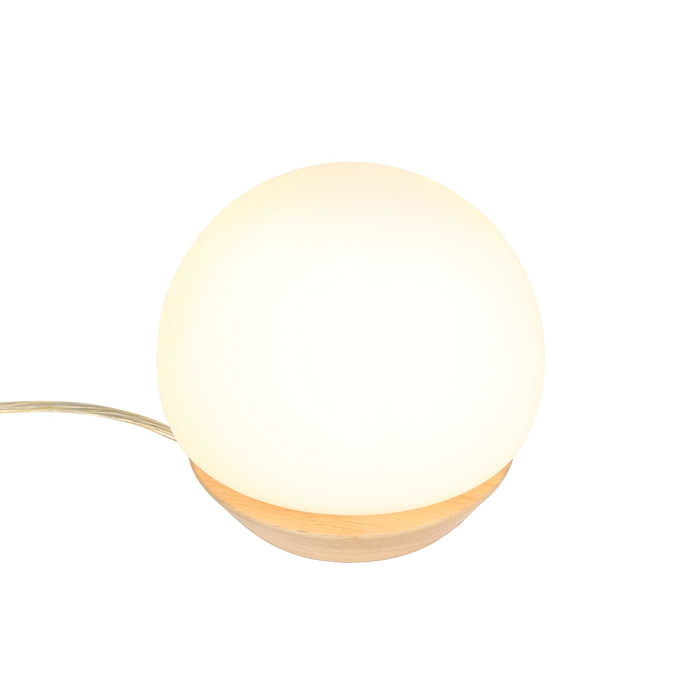 Tafellamp 1-lichts glas LED - beuken en wit - Ancilla - Steinhauer