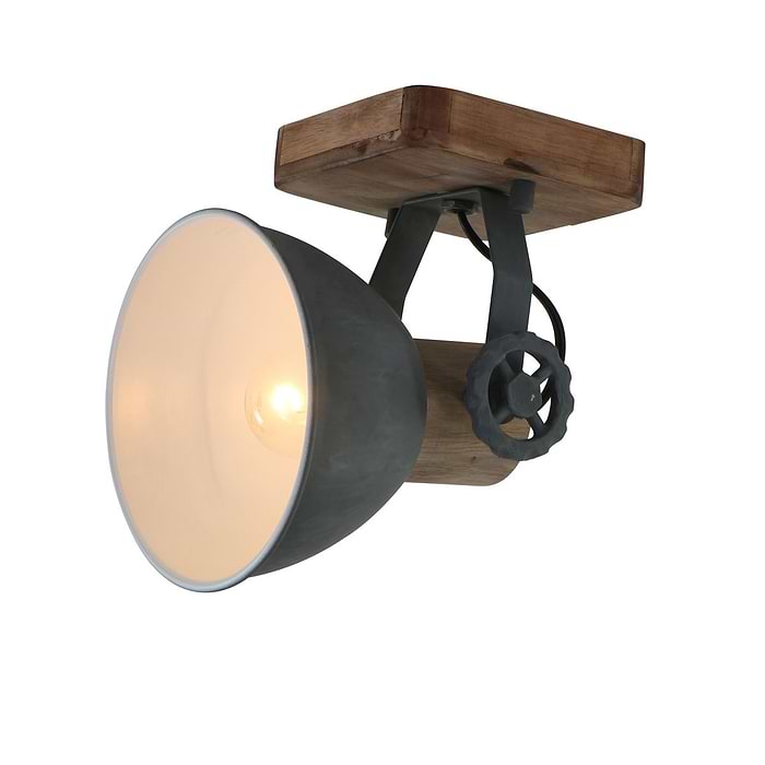 Spot 1-lichts - opbouw - landelijk - industrieel - voor plafond en wand - Spot 1-lichts E27 MEXLITE STEINHAUER - 7968GR - Wandlamp - Plafondlamp - Spots - Mexlite - Gearwood spot - Trendy - Grijs