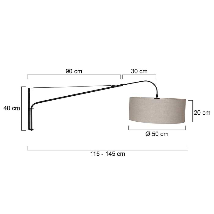 Vloerlamp Gramineus 9720 staal - kap linnen grijs STEINHAUER