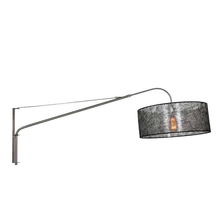 Wandlamp - leeslamp - Gramineus 9722 staal - kap effen wit STEINHAUER