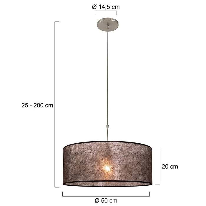 Hanglamp 1-lichts (armatuur) 3602+Kap 50*50*20 rond Be27 zwart sizoflor - STEINHAUER