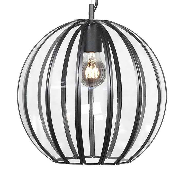 Hanglamp Giro 40 cm -  E27 Mat Zwart + glas helder - Serie Giro - High Light - H585001