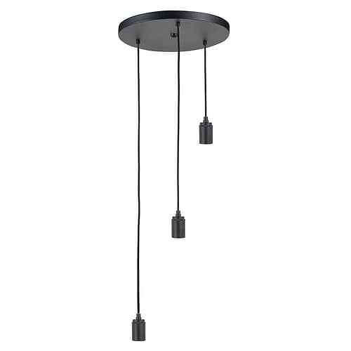 Hanglamp rond 3 X E27 Zwart zonder gloeilampen - met Alu lamphouder - Serie Hanglamp - High Light - O104201