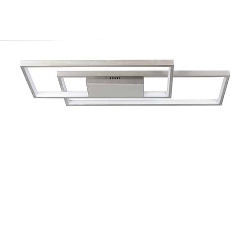 Plafondlamp - plafonnier Piazza -  Moderne plafondlamp Nikkel mat - 65 cm lang - 29 cm breed en 4