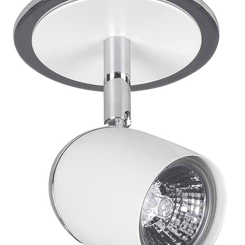 Ovale Spot - opbouwspot - plafondspot - 1 lichts Wit + Chroom zonder lamp - Serie Ovale - Spots - High Light - S736500