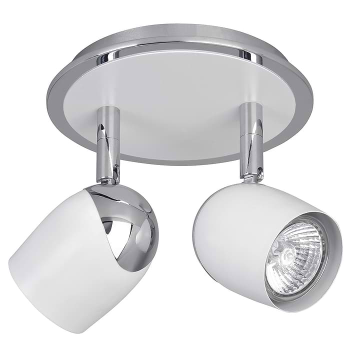 Ovale Spot 2 lichts - opbouw spots - plafondlamp met twee spots - Wit + Chroom zonder lampen - Serie Ovale - Spots - Plafondspots - High Light - S736600