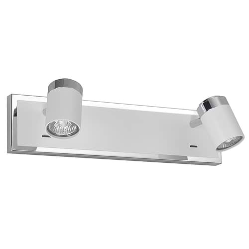 Athena spot 2-lichts - plafondlamp met twee spots - GU10 balk + sch -  Wit + Chroom zonder lampen - Serie Athena - Spots - High Light - S738700