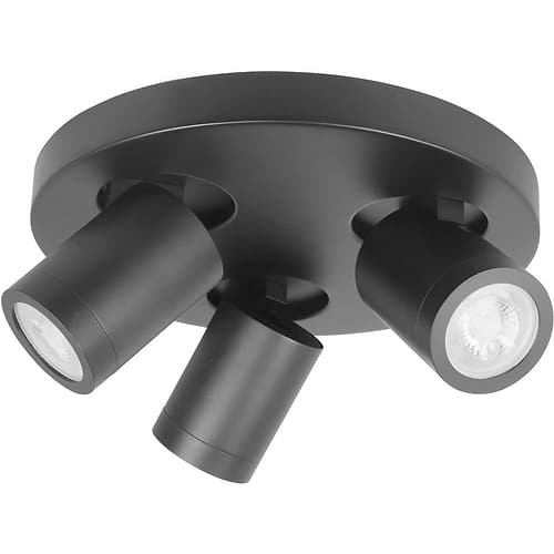 Spot 3-lichts met ronde plafondplaat - Oliver IP44 - 3 x 35W - GU10 - zwart - HIGH LIGHT