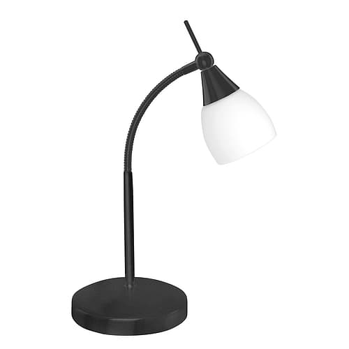 Tafellamp - leeslamp - Touchy van High Light -  Hoogte 30 cm -   Zwart met mat witte glas kap Opaal van 7