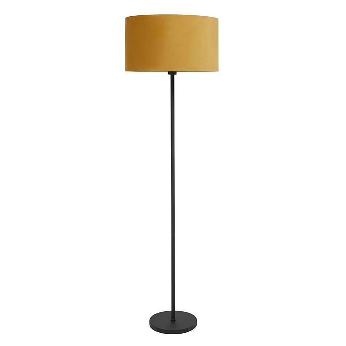 Vloerlamp incl kap oker - Project E27  Mat Zwart met schakelaarop fitting - Serie Project - Vloerlamp - High Light - V472001
