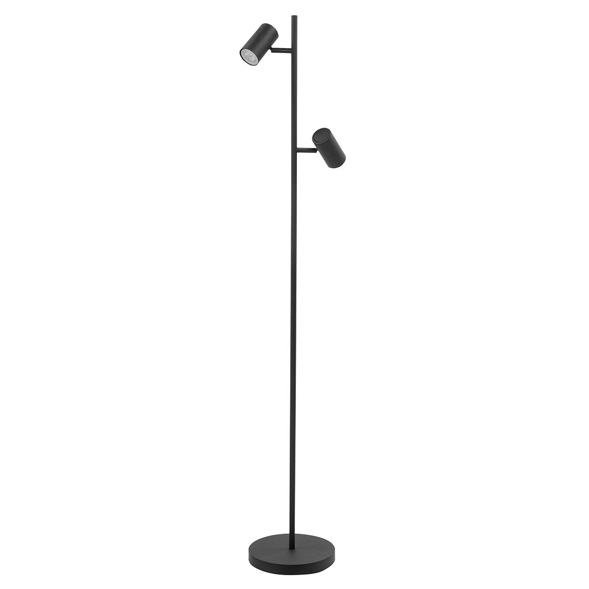 Vloerlamp, leeslamp Burgos, 2-lichts, mat zwart metaal, inclusief 3-stap dimmer, hoogte 142 cm, Inclusief GU10 LED lichtbron, HIGH LIGHT - V471901 - Webo Verlichting