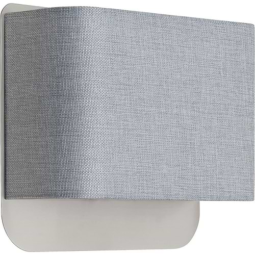 Wandlamp Hallway E27 Nikkel-Mat + schakelaar + kap Linnen Grijs - Serie Hallway - High Light - W351037