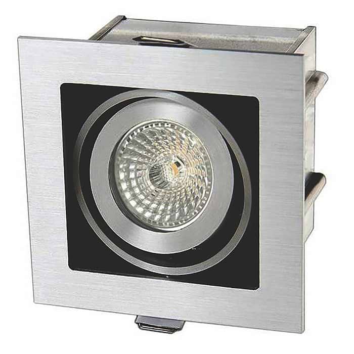 Inbouwspot - vierkante plafondspot - mat staal 1-lichts "Visq"  - 10 x 10 cm - LED - GU10 - spot is kantelbaar. ART DELIGHT. De benodigde LED GU10 lichtbron is exclusief. Het materiaal is aluminium. De spot is 10 cm lang x 10 cm breed x 9 -5 cm hoog. De zaagmaat: 88x88mm - de inbouwdiepte: 95mm. De spot is dimbaar met een externe wanddimmer - niet inbegrepen.  - IBS R1010H